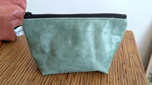 Green leather pencil case