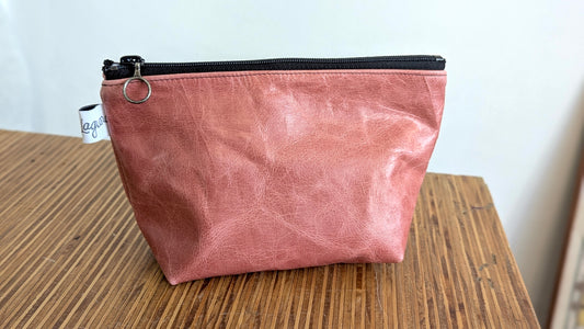 Pink leather pencil case
