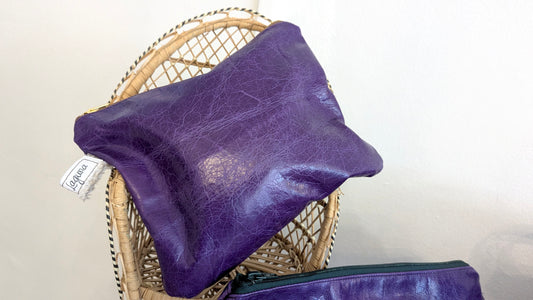 Purple purple leather pouch bag
