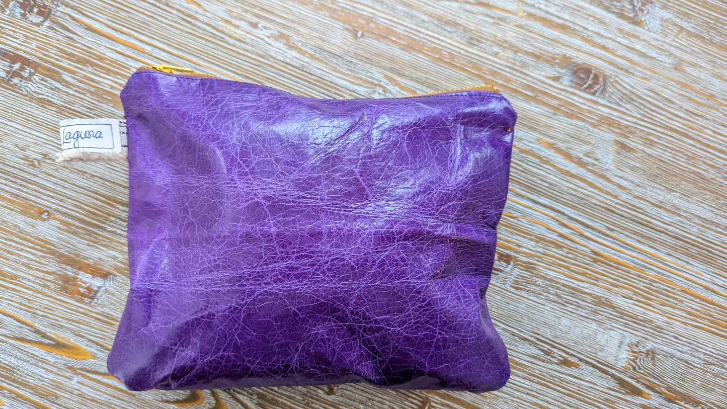 Purple purple leather pouch bag