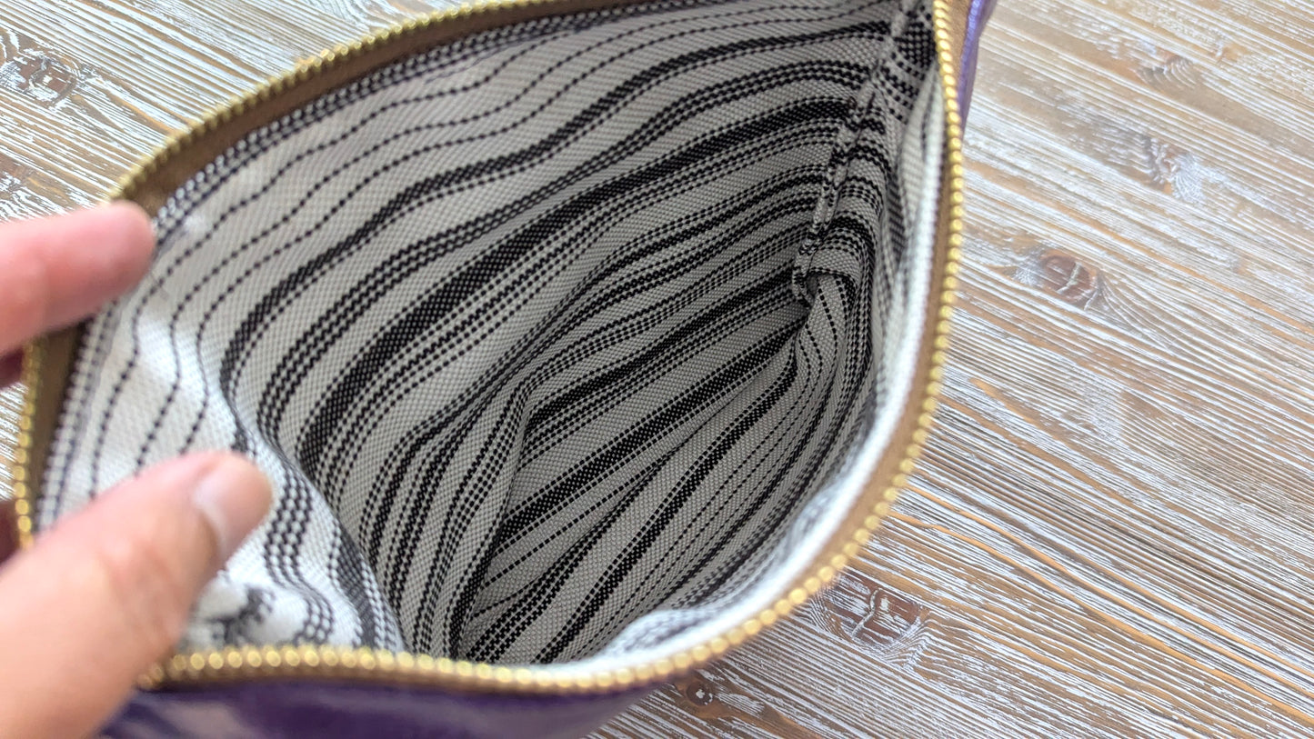 Purple purple leather pouch bag