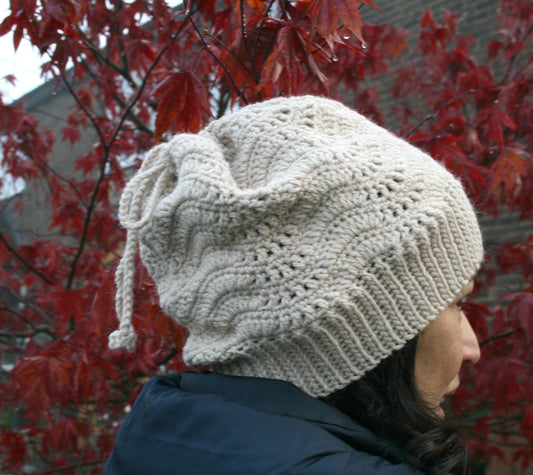 Slouchy lace hat and cowl crochet pattern
