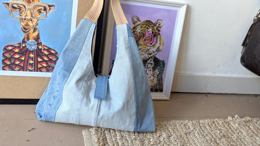 Upcycle denim patchwork denim boho