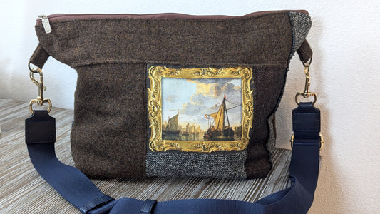 Wool and canvas patchwork bag