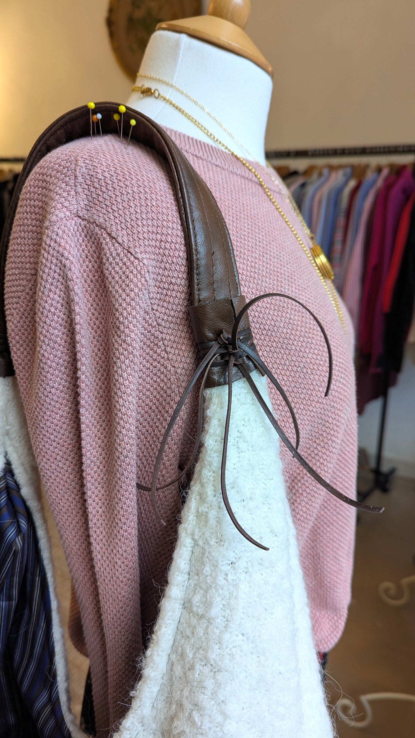 Upcycle vintage wool and leather bohemian bag