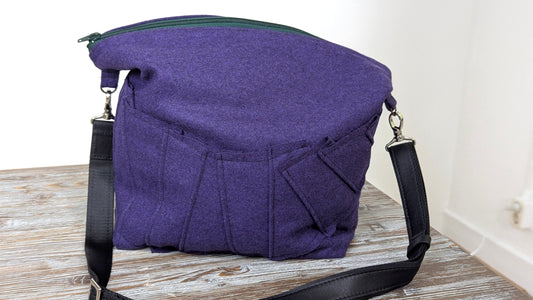 Upcycle Purple wool laptop crossbody bag