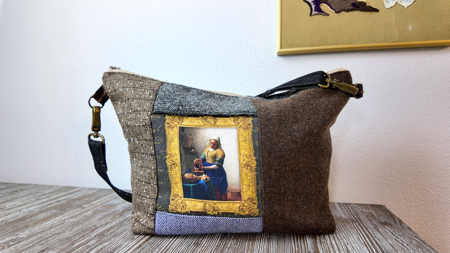 The milk maid canvas and wool patchwork bag