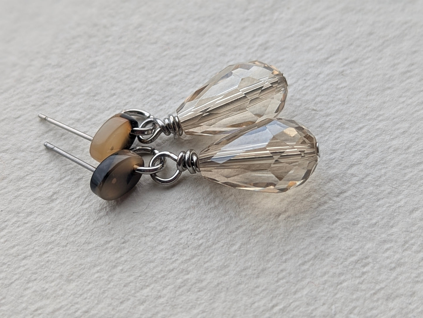 Faceted Crystal Teardrop Dangle Earrings