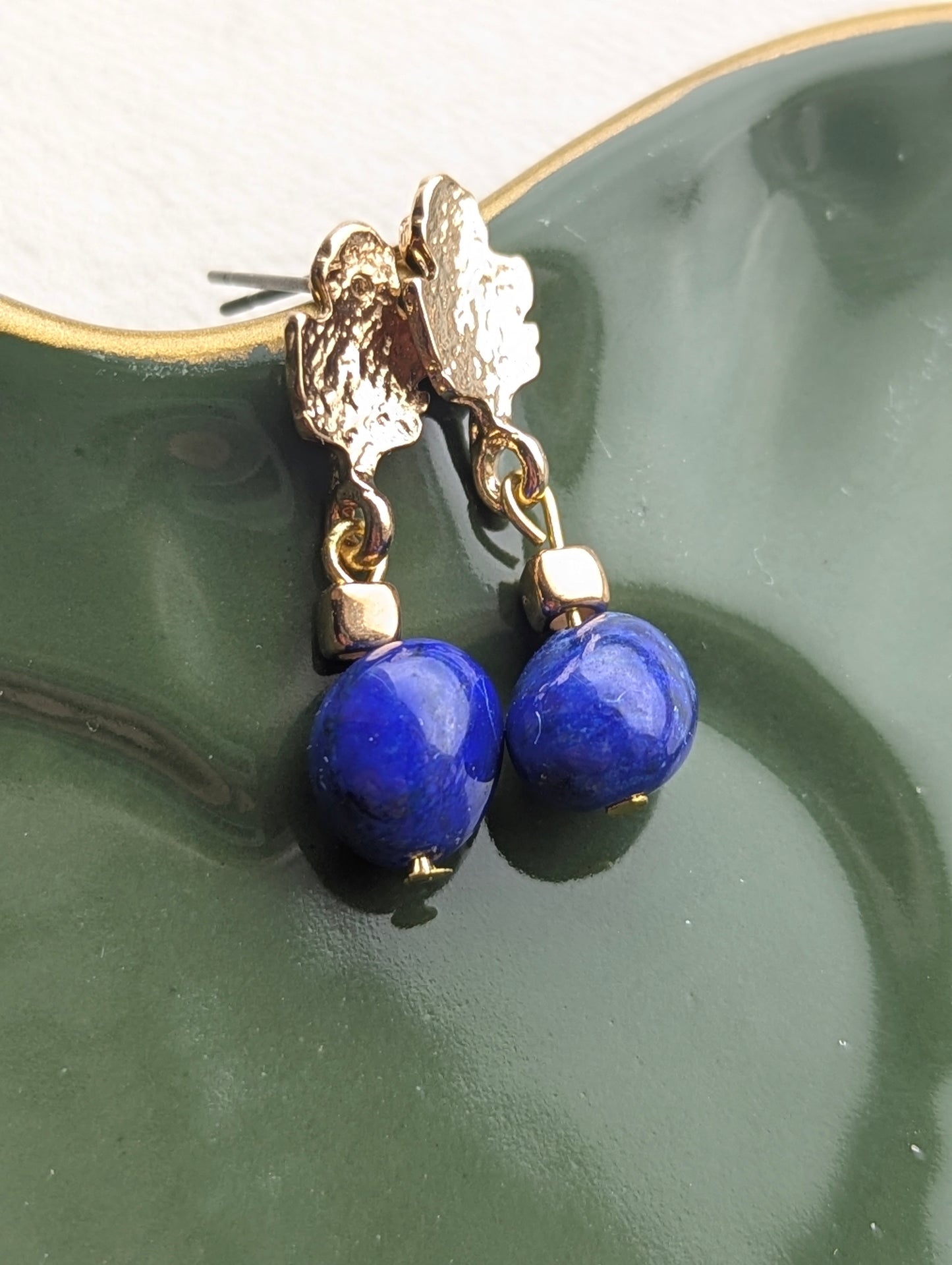 Gold-tone Lapis Lazuli Drop Earrings