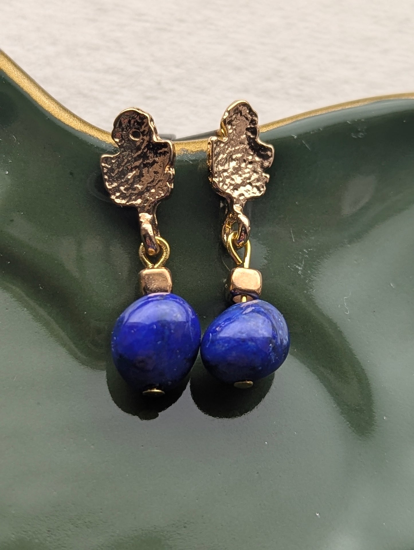 Gold-tone Lapis Lazuli Drop Earrings
