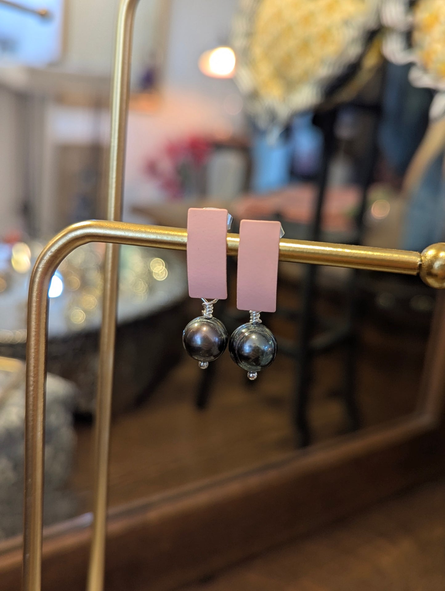 Handmade Resin and Pearl Earrings