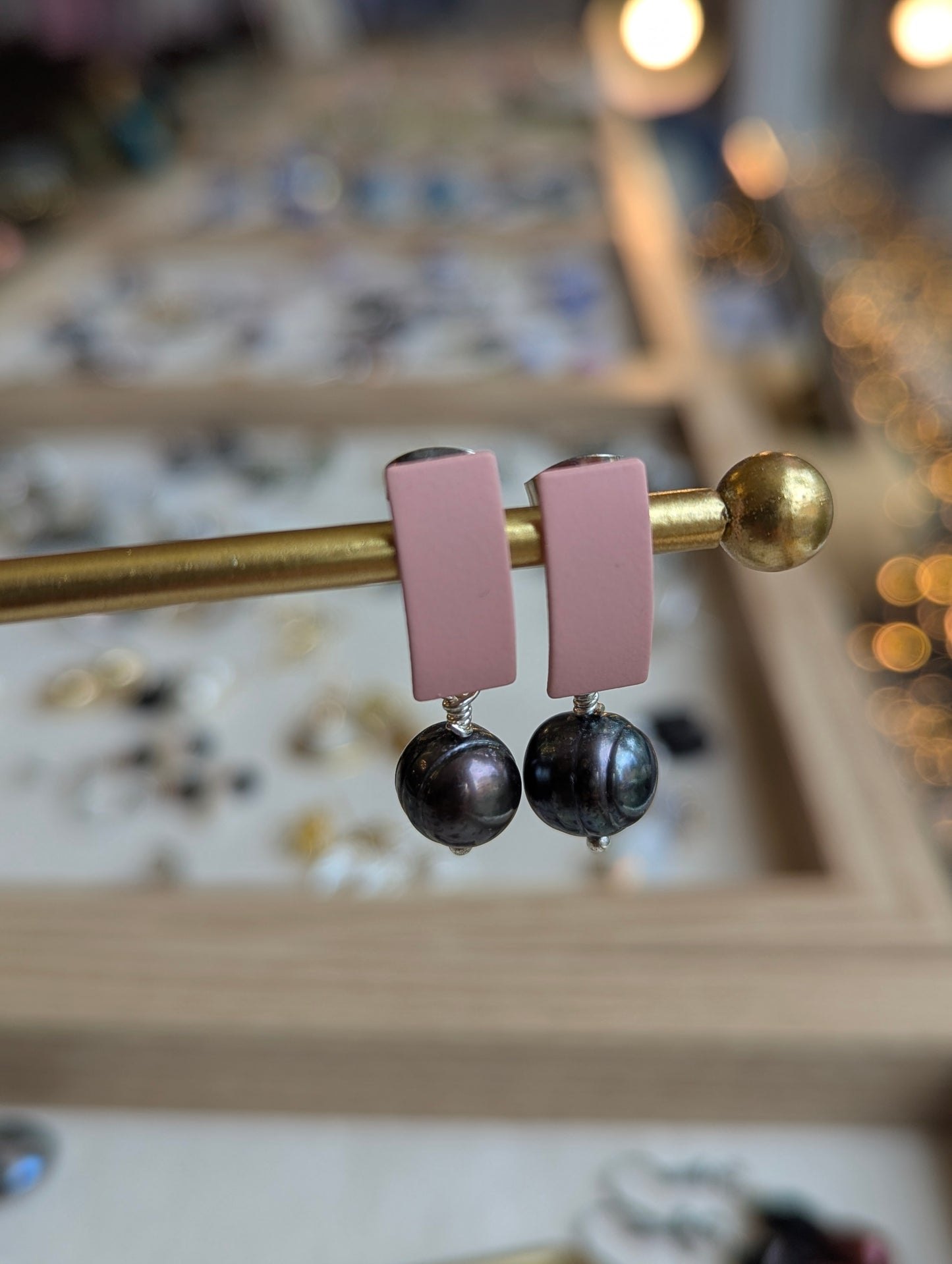 Handmade Resin and Pearl Earrings