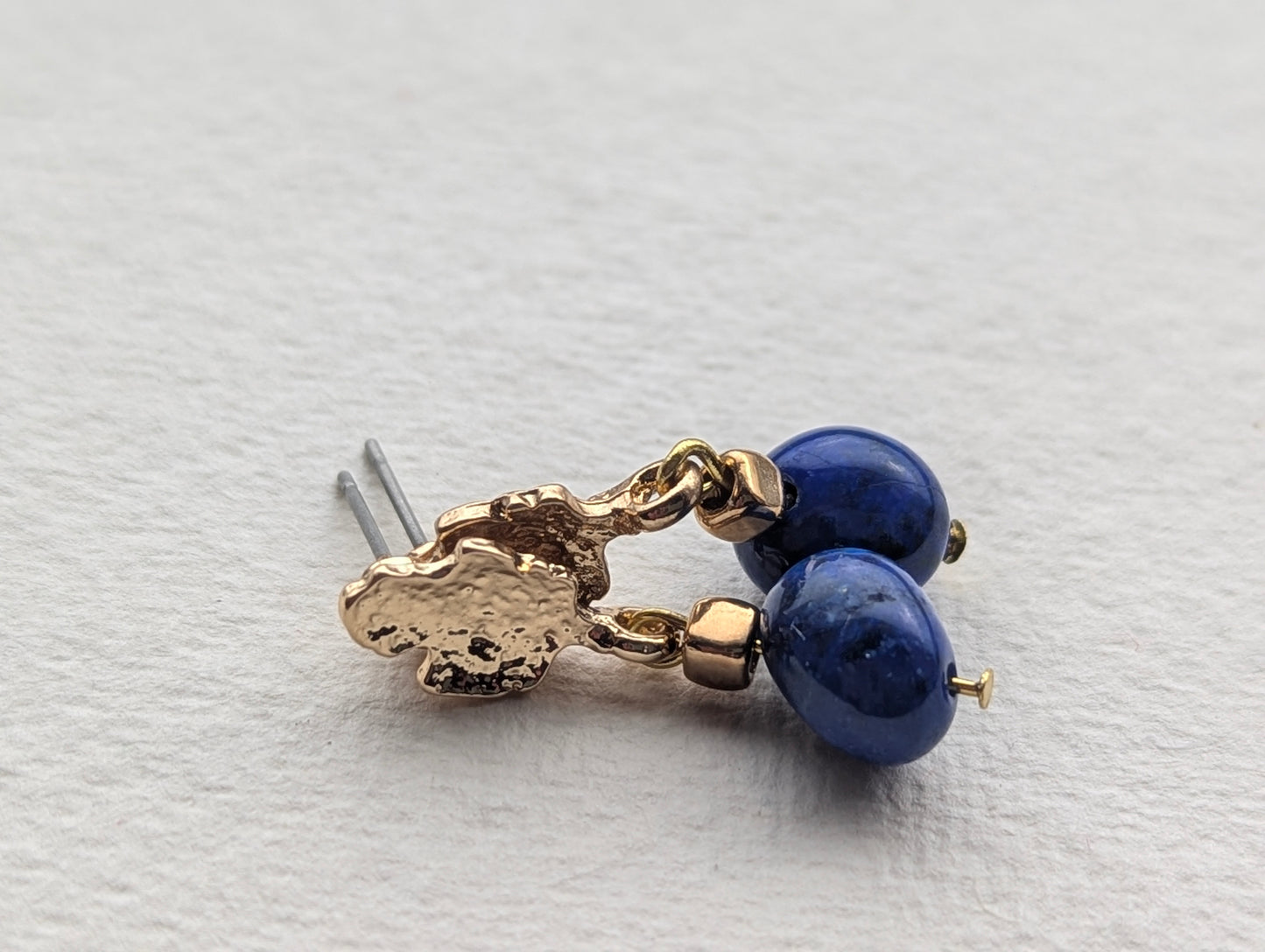 Gold-tone Lapis Lazuli Drop Earrings