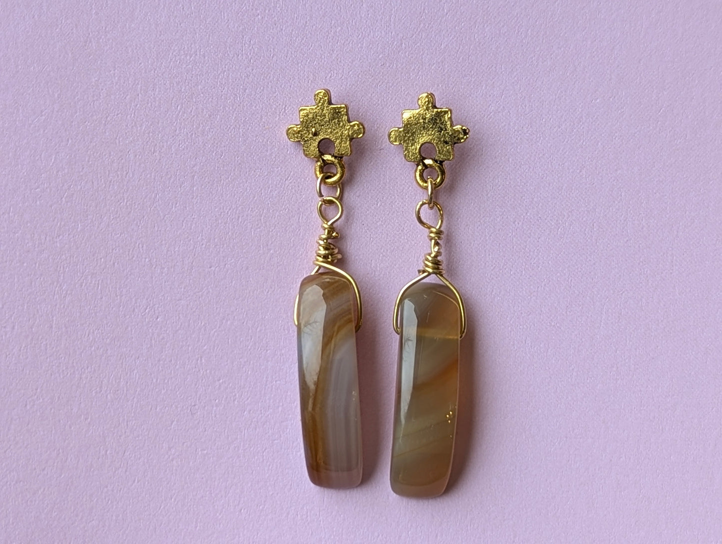 Puzzle Piece Agate Drop Earrings