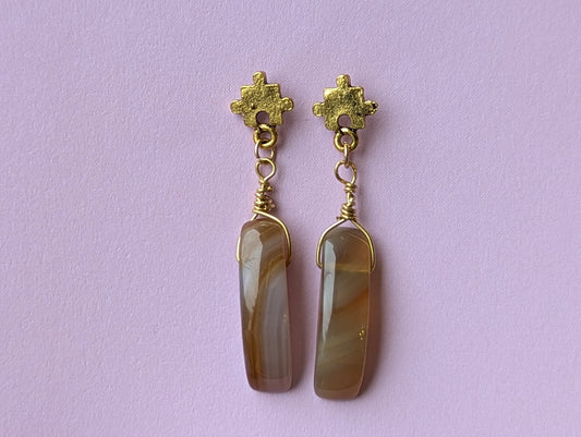 Puzzle Piece Agate Drop Earrings