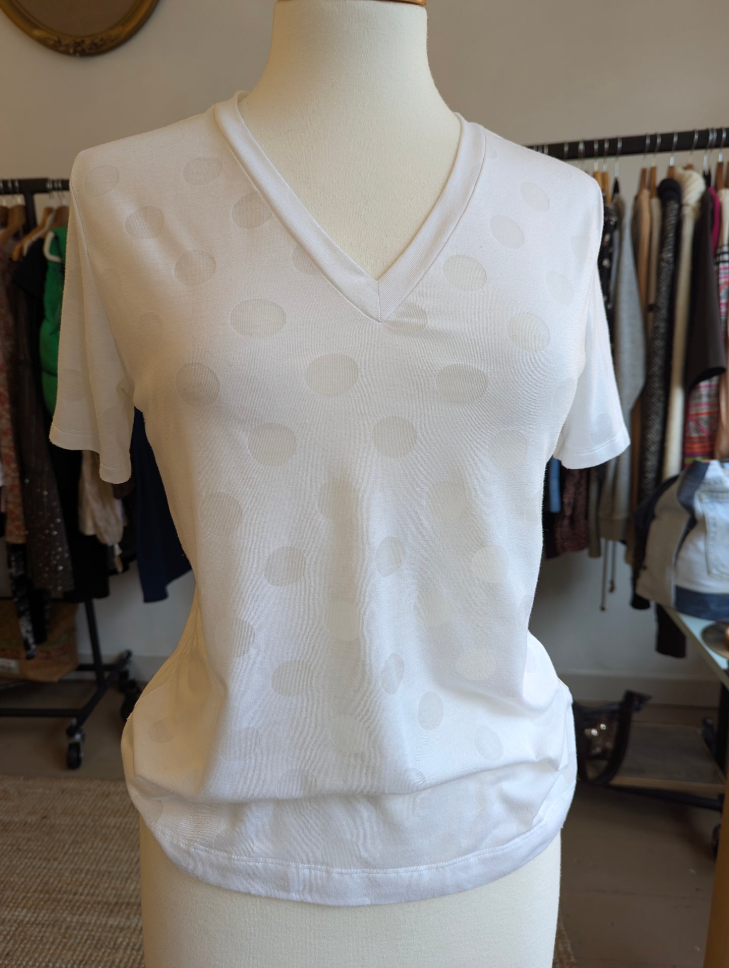 Paul Smith White Polka Dot V-Neck Top