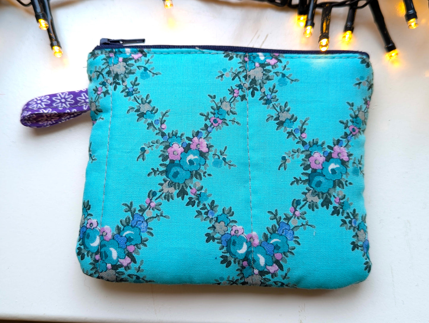 Vintage blue flowered Quilted Wallet