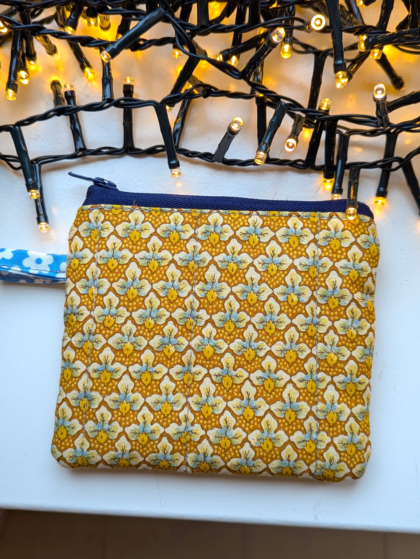 Quilted Floral Zipper Pouch