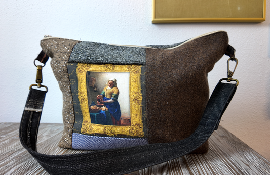 The milk maid canvas and wool patchwork bag