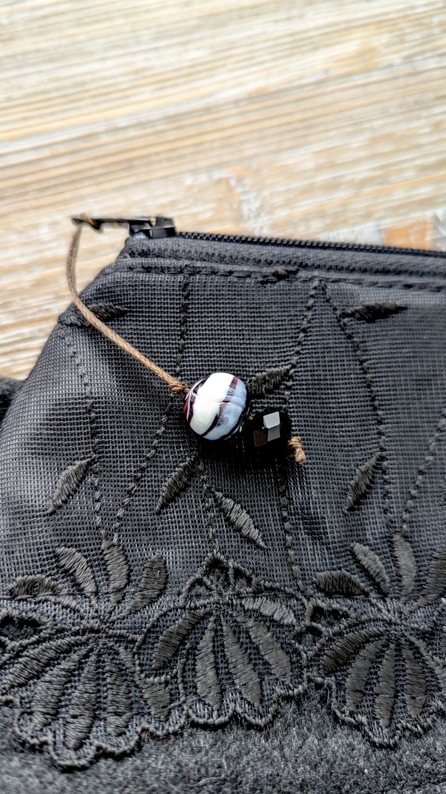 Wool and lace patchwork bag