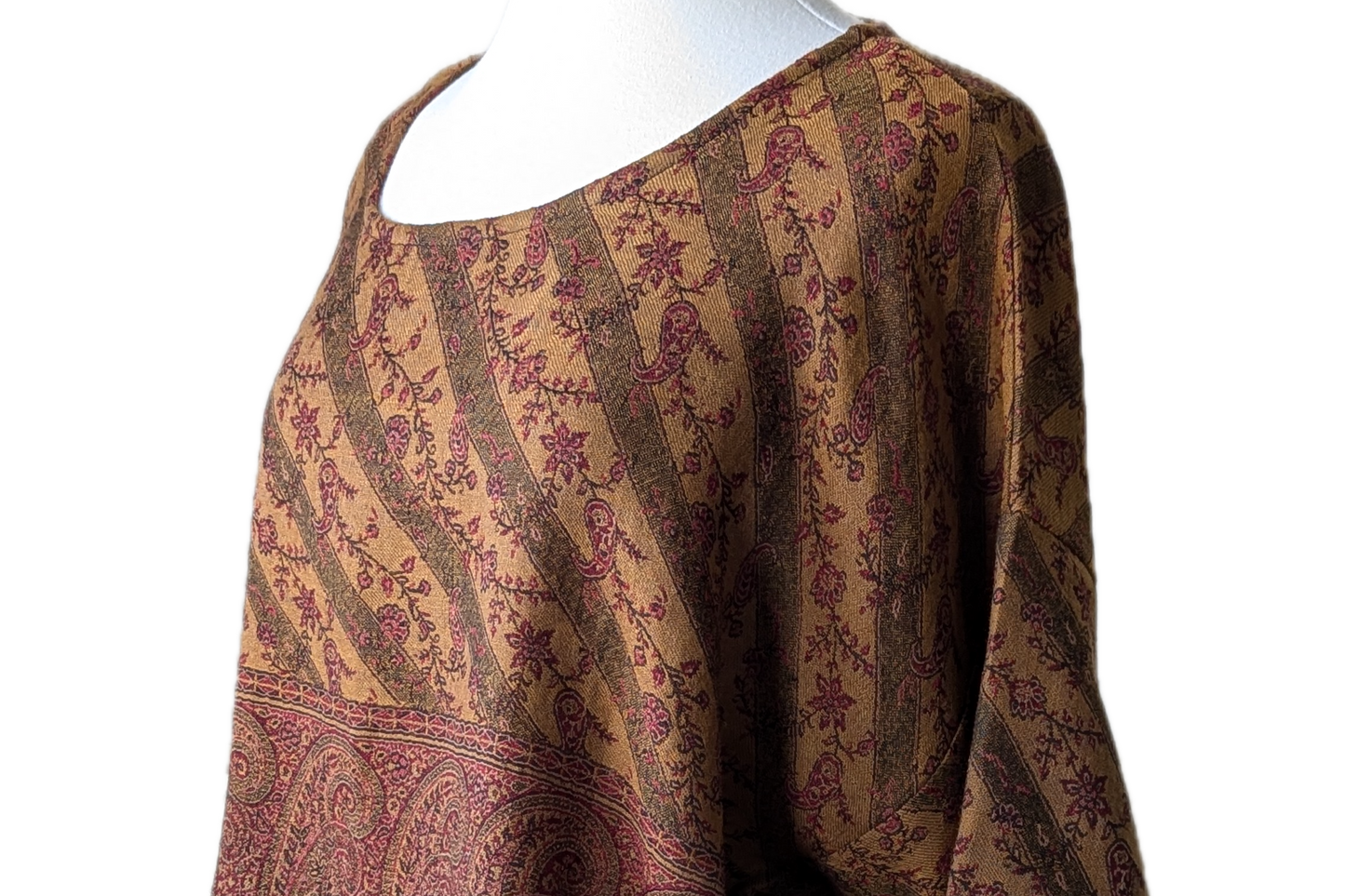 Winter top, upcycle wool scarf (cuffed sweater)